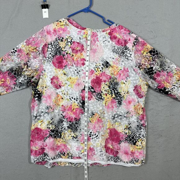 CJ Banks Womens Pullover Blouse Sheer Pink Floral Plus Size 3X - Picture 13 of 13